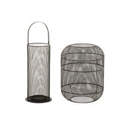 Lanterna cilindrica in metallo nero 28x28x51 cm