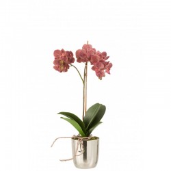 Orchidée artificielle en textile rose 23x23x50 cm