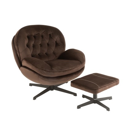 Sillón relax con reposapiés de metal marrón 83x88x84 cm
