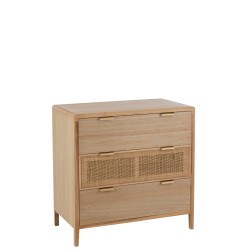 Commode 3 tiroirs en bois naturel 90x50x90 cm