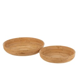 lot de 2 plat rotin en bois naturel 50x50x10 cm