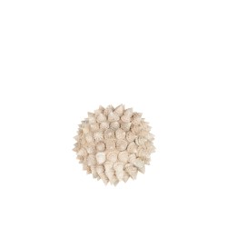 Palla di conchiglie in pietra bianca 13x13x13 cm