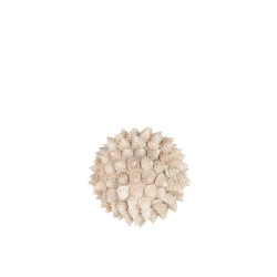 Boule en coquillages en Pierre blanc 13x13x13 cm