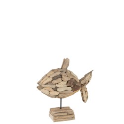 Poisson sur socle en bois naturel 32x13x31 cm