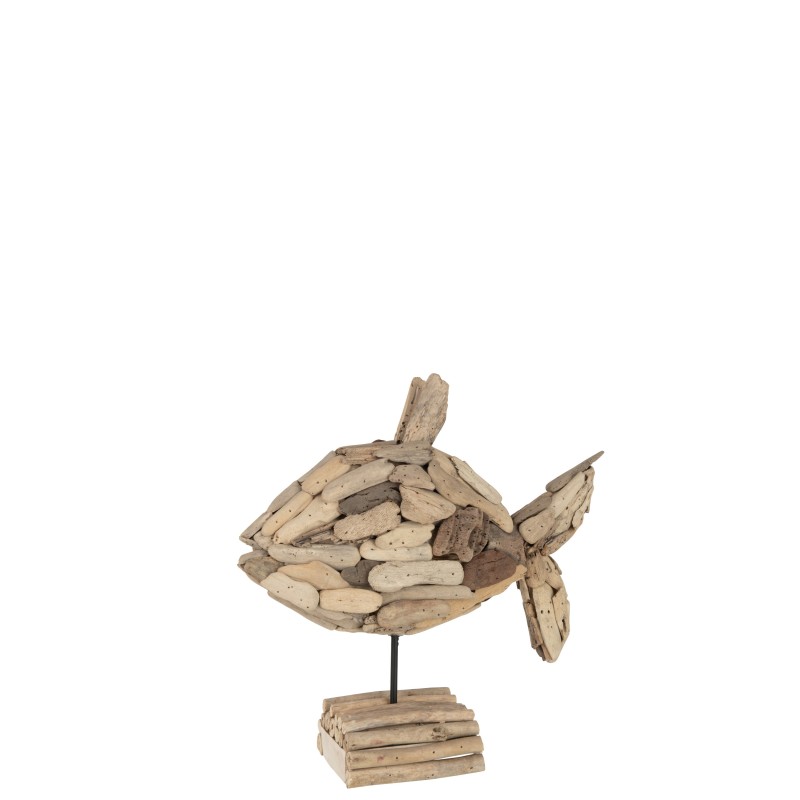 Poisson sur socle en bois naturel 32x13x31 cm