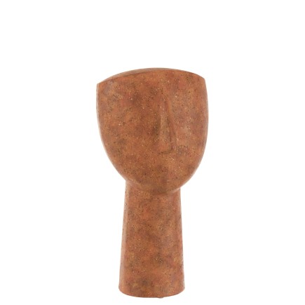 Tête abstraite en résine orange 20x18x39 cm