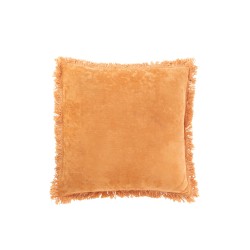 Cuscino quadrato con frange di cotone arancione 50x50cm