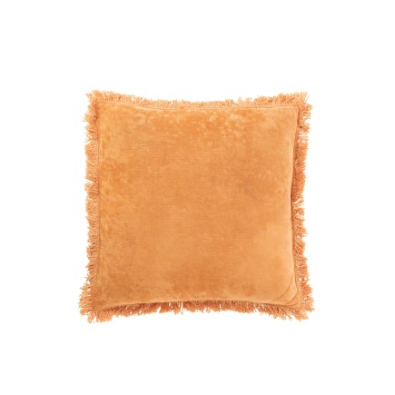 Cuscino quadrato con frange di cotone arancione 50x50cm