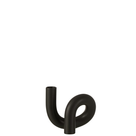 Candelabro de torsión de cerámica negro 17x12x14 cm