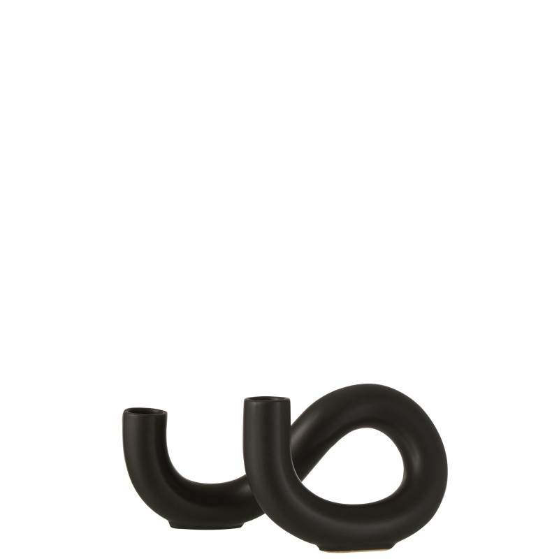 Bougeoir torsion 2 bougies en céramique noire 25x12x12cm Bougeoir torsion 2 bougies en céramique noire 25x12x12cm