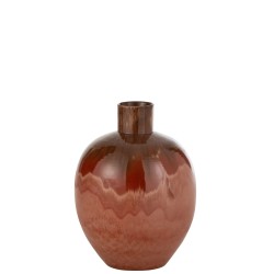 Vase boule ovale en céramique rouge 33x33x47 cm