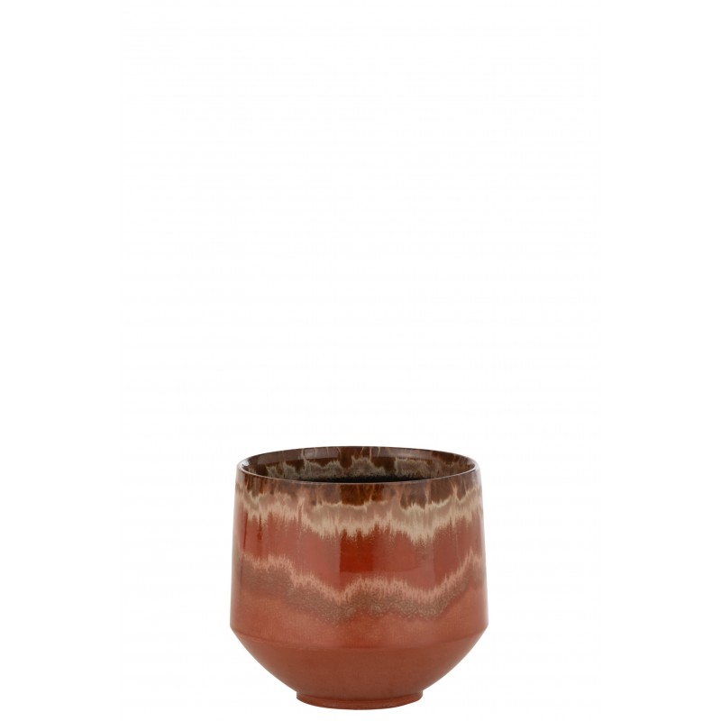 Cachepot en céramique rouge 21x21x20.05 cm