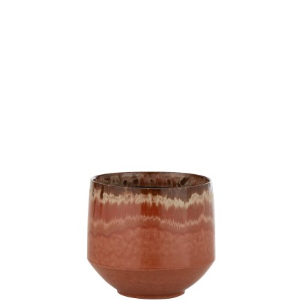 Cachepot en céramique rouge 24.5x24.5x23.5 cm