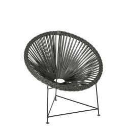 CHAISE ACAPULCO METAL/ROTIN NOIR