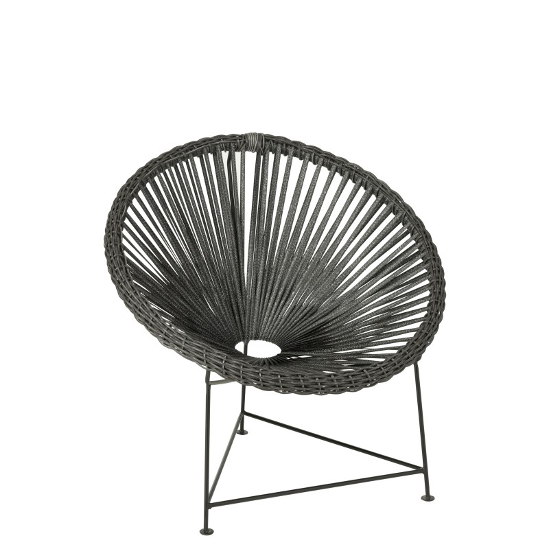 CHAISE ACAPULCO METAL/ROTIN NOIR