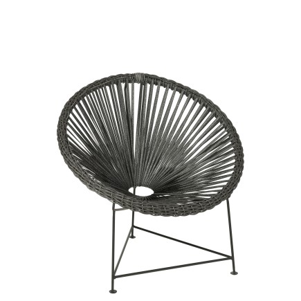 CHAISE ACAPULCO METAL/ROTIN NOIR