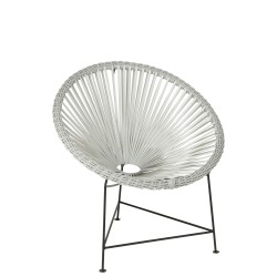 CHAISE ACAPULCO METAL/ROTIN BLANC