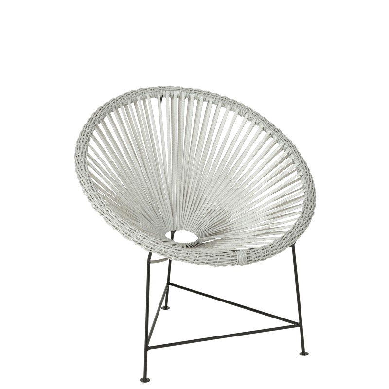 CHAISE ACAPULCO METAL/ROTIN BLANC