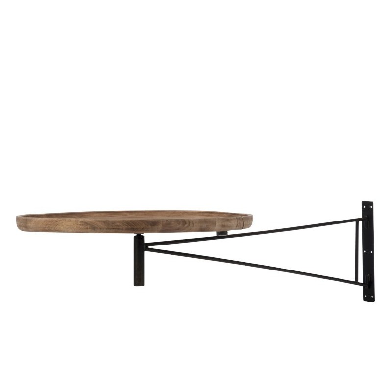 Table Murale Pivotante Ronde Bois/Metal Naturel  H 111 cm