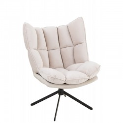 Chaise relax sur cadre avec coussin en métal beige 78x73x92 cm