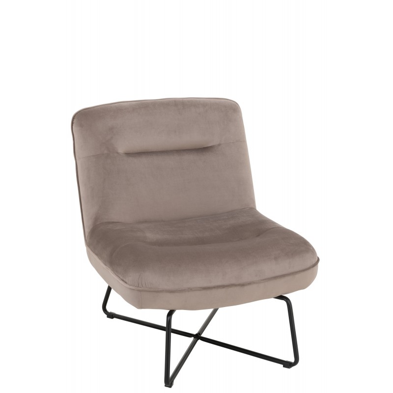 Chaise lounge pied métal et textile marron 66x79cm