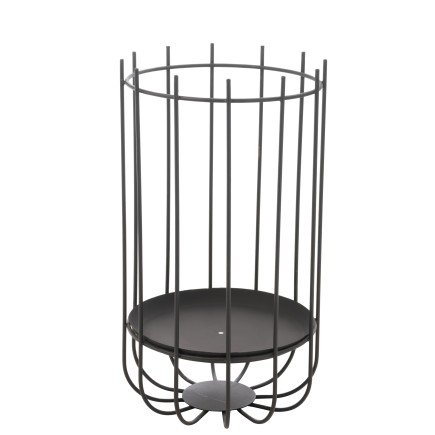 Braséro rond haut en métal noir 38x38x72cm