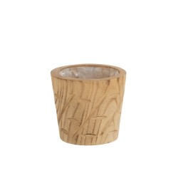 Cache-pot en bois naturel avec encoches