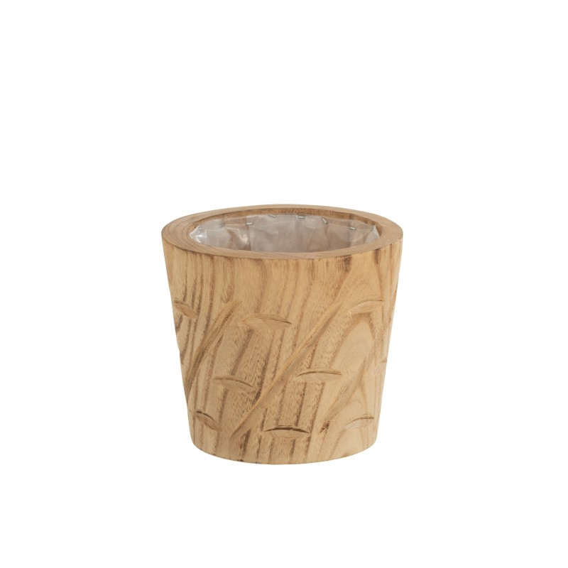 Cache-pot en bois naturel avec encoches