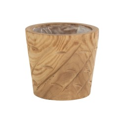 Cache-pot en bois naturel avec encoches