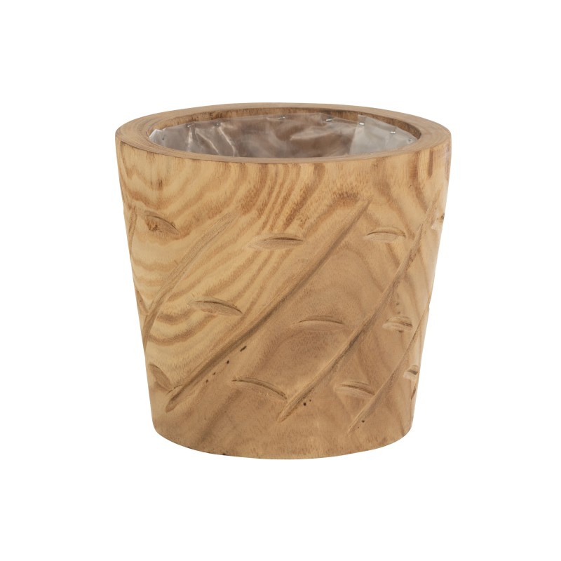 Cache-pot en bois naturel avec encoches