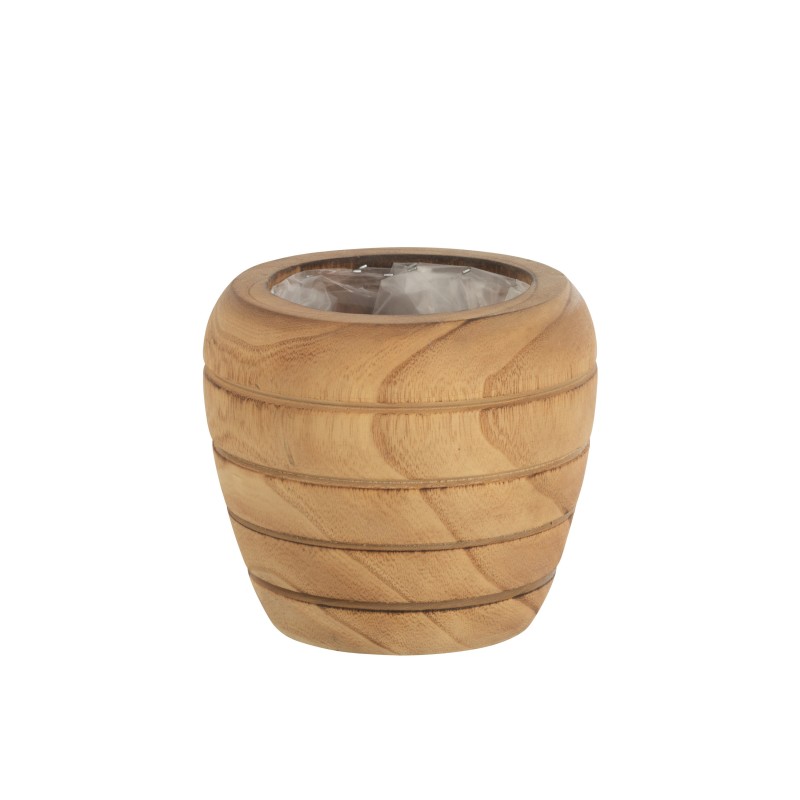 Cache-pot en bois naturel avec rayures
