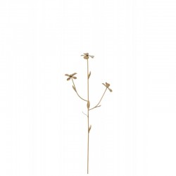 Branche de 3 fleurs en métal or 21x7x57 cm