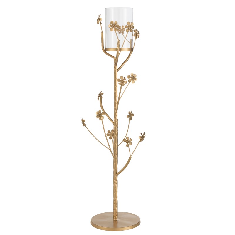 Candelabro de planta en metal dorado 20x20x79cm