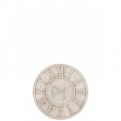 Horloge chiffres romains en bois blanc 58x5x58 cm