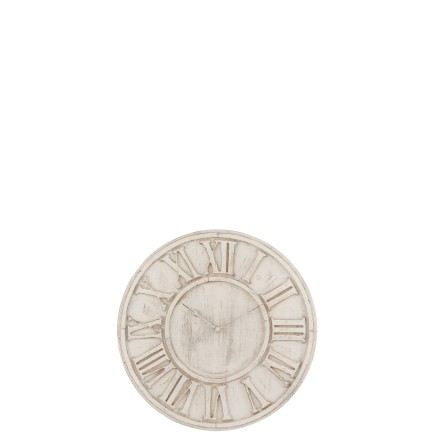 Horloge chiffres romains en bois blanc 58x5x58 cm