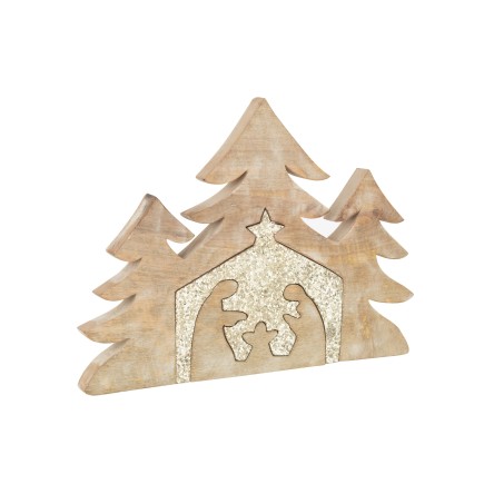 Puzzle de madera de mango natural para el pesebre 54x4x39.5 cm.