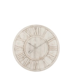Reloj de números romanos de madera blanca de 82x5x82 cm