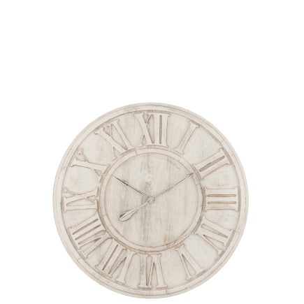 Reloj de números romanos de madera blanca de 82x5x82 cm