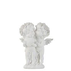 COUPLE 2 ANGES RESINE BLANC/ARGENT