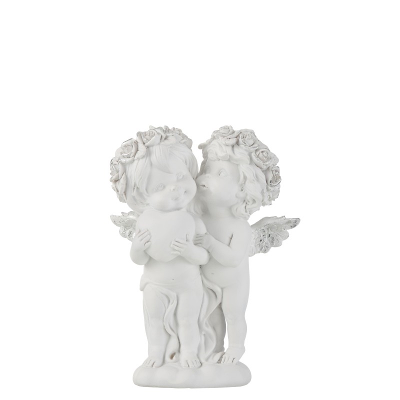 COUPLE 2 ANGES RESINE BLANC/ARGENT