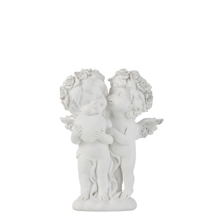 COUPLE 2 ANGES RESINE BLANC/ARGENT