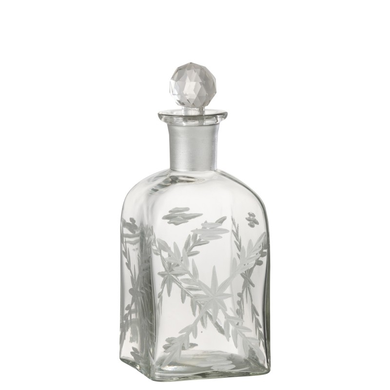 Carafe carrée avec motif en verre H23cm