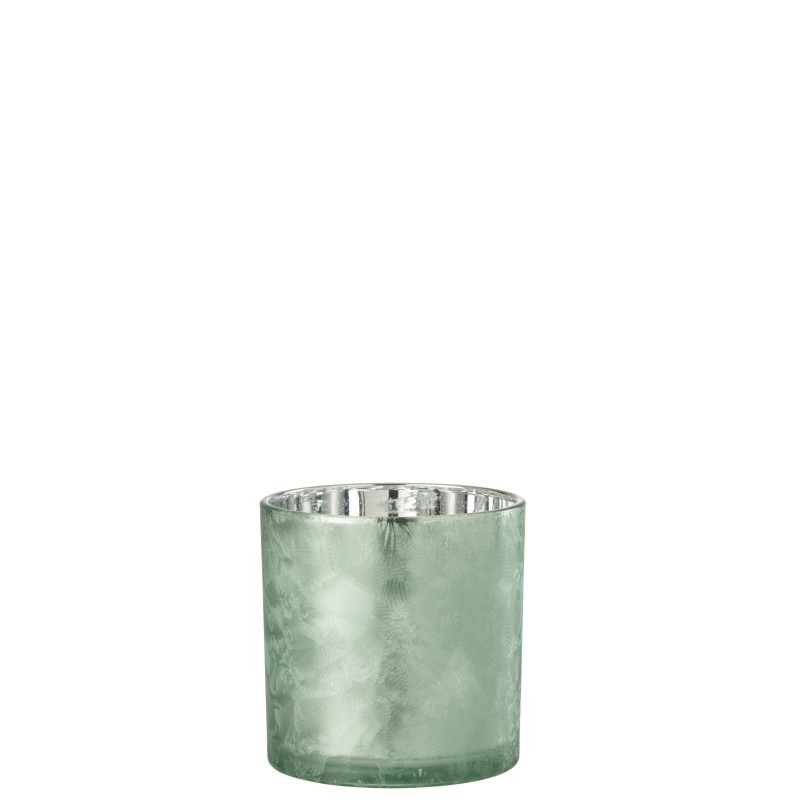 Motivo de portavelas de árboles de vidrio plateado y verde 15x15x15cm