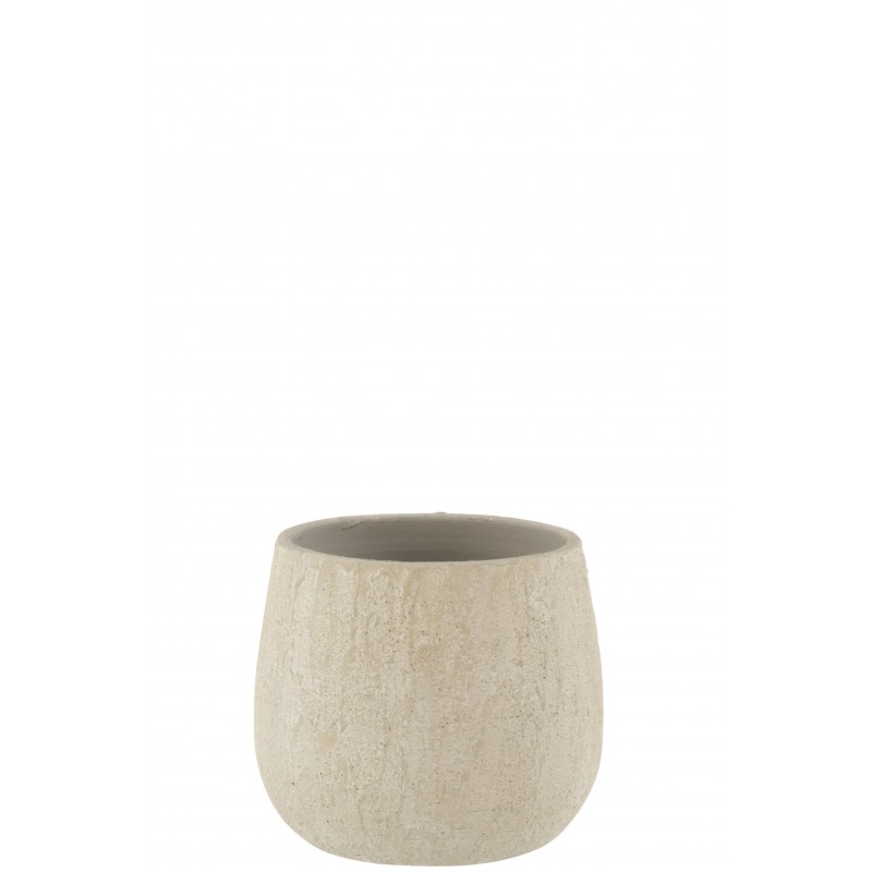 Cache-pot rugueux en céramique gris 20x20x19 cm