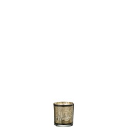 Photophore motif triangles en verre brun 7x7x8cm