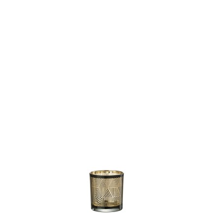 Photophore motif triangles en verre brun 7x7x8cm