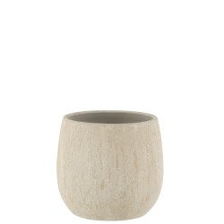 Cache-pot rugueux en céramique gris 24x24x23 cm