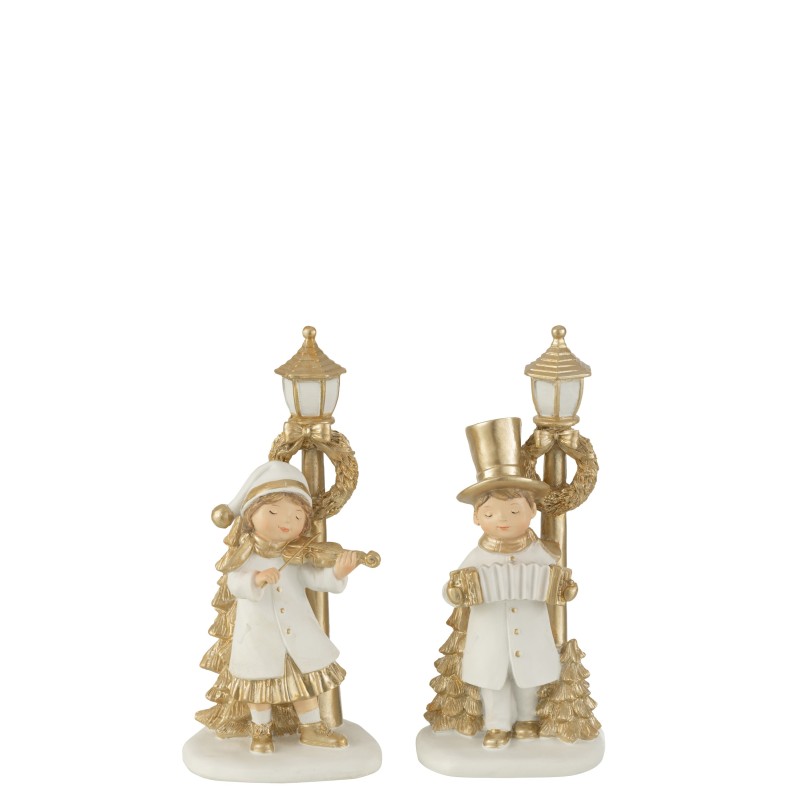 Set de 2 figurines de Noël en résine blanc 9.5x8x20 cm Set de 2 figurines de Noël en résine blanc 9.5x8x20 cm