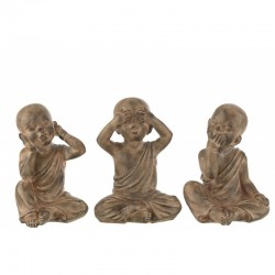 Set de 3 moines en résine marron 36.5x28.5x51 cm