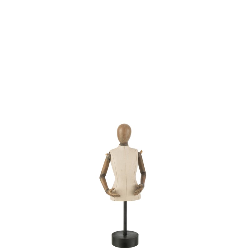 Busto con brazos sobre base de resina crema de 7.5x12x31 cm